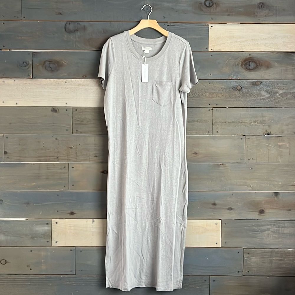 Outerknown Neptune Tee Dress Short Sleeves Tshirt Dress L Gray - Picture 2 of 11